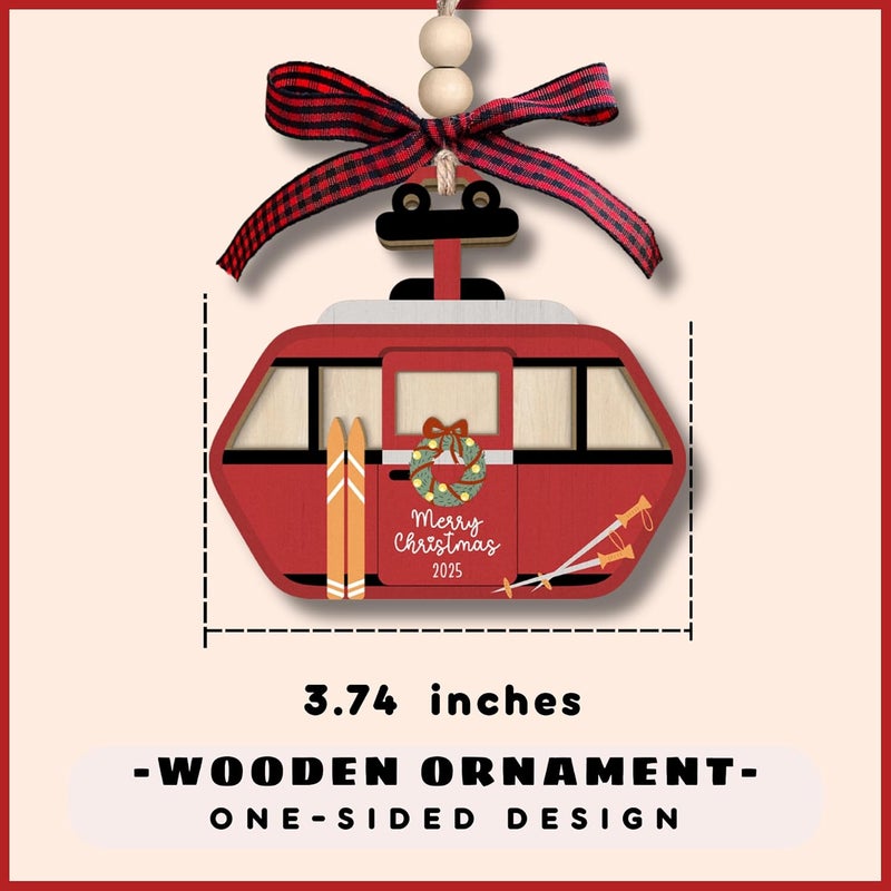 MAPDTWO Ski Gondola Ornament - Skier Lift Ornaments for Christmas Tree, Snow Skiing Ornaments - Ski Gifts for Men, Boys, Skiers, Lovers - Skier Lover Gifts - 2 Layered Wood Ornament 2025 - Image 2